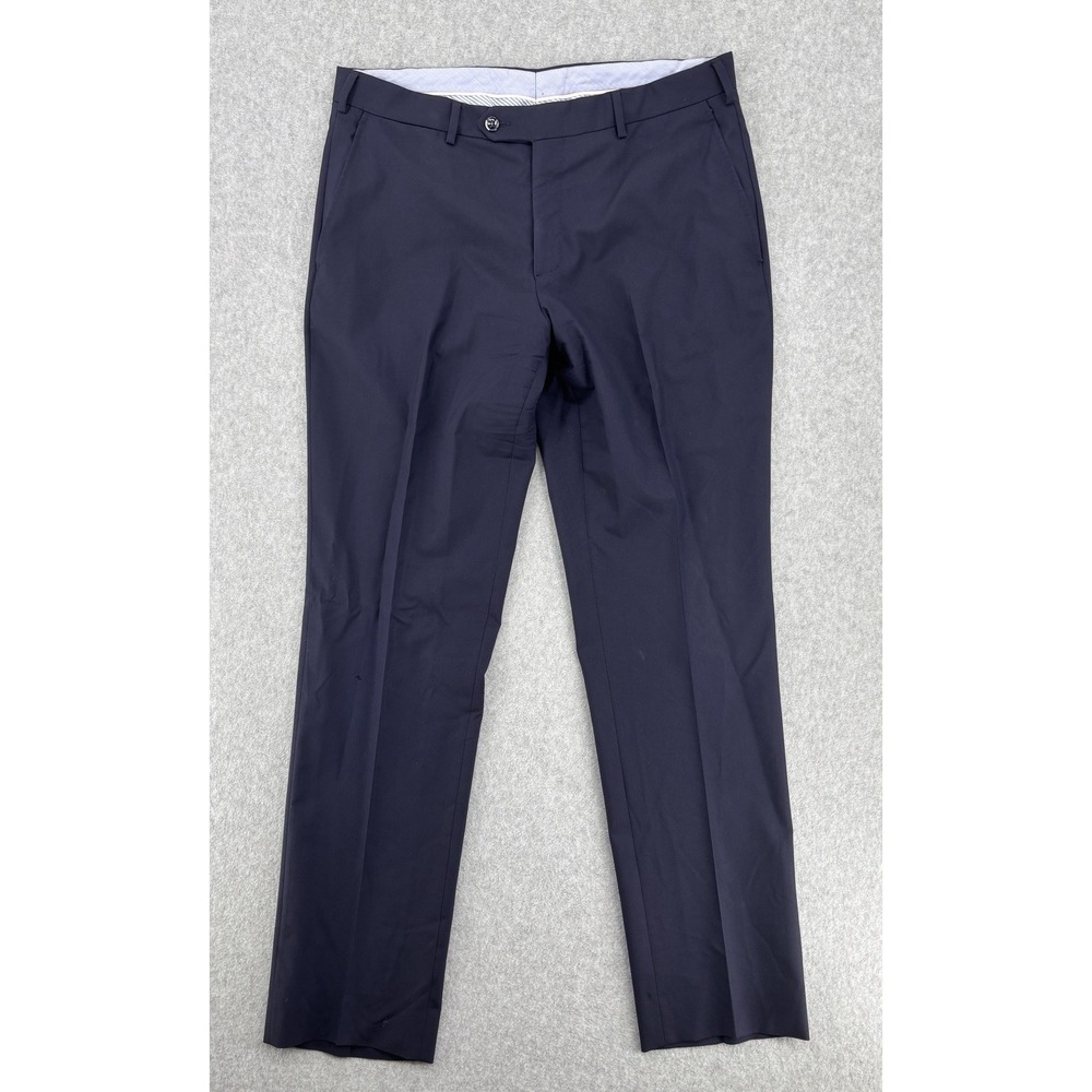 Luigi Bianchi Mantova Super 120's Wool Dress Pants Italy Navy 34x31